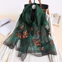 Silk Women Scarf Wool Shawls Lady Wraps Bufanda Floral Pashmina Embroidery Scarves Wholesale Hijab Solid Long Female Bandana