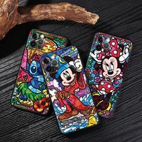 Disney Stained Painting Minnie Mickey Case For iPhone 17 16 15 14 13 12 11 Pro Max Plus Cover For iPhone 17Pro 17E Air 16e Funda