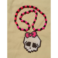 Skull Pattern Kandi Necklace Colorful Beaded Y2K Rave Festival Jewelry