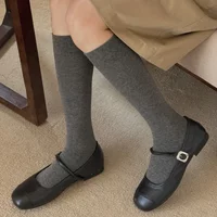 Retro Stockings Women Autumn Winter Cotton Knee Socks Stocking JK Japanese Style Black White Gray Red Long Socks Women Stockings