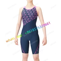 Womens Swimsuits Racerback Athletic One Piece Bathing Suits Knee Length Bodysuit Swimming Pool Triathlon Race Bodysuit Swimwear