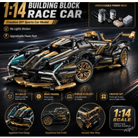 1:14 Assembly Racing Car Building Blocks DIY Sports Car Model Assembly Bricks Toy Without Lights Version Upgradeable Power Pack