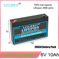 6V 20Ah Rechargeable LiFePO4 Battery with BMS Protection Deep Cycle 4000 For Surveillance Cameras, Children's Cars