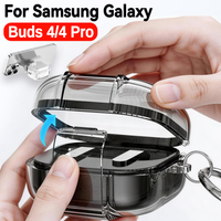 For Samsung Galaxy Buds 4/4 Pro Transparent Crystal Bluetooth Earphone Case Holder Stand Shell with Secure Switch Lock Cover