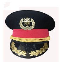 Golden Wheat Soldier Top Hat red hat trim Military hat Police Hat For Cosplay Halloween Christmas Holiday Gifts
