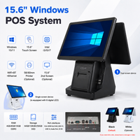 15.6 inch Windows POS System i3 i5 i7 Win10 Win11 Touch Screen Cash Register 58/ 80mm Thermal Printer Restaurant POS Terminal