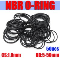 50pc NBR O Ring Seal Gasket Thickness CS 1mm OD 5~50mm Nitrile Butadiene Rubber Spacer Oil Resistance Washer Round Shape Black