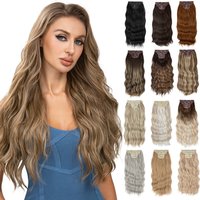 Synthetic 22" Long Wavy Clip In Hair Extensions 4Pcs/Set Thick Hairpiece For Women Brown Blonde Black Natural Fake Hair Pieces