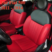5 Seats Custom Fit Car Seat Cover Waterproof Vegan Leather for Fiat 500 2011 - 2014๏ผCar Interior Accessories