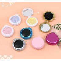 1 Piece Mini Folding Scalp Massage Comb with Mirror, Anti-Static Styling Accessory, Portable Travel Hair Comb, Special Comb for Real Hair and Wigs
