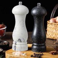 6-Inch Sets Salt Spice Mill Manual Salt Pepper Grinder Seasoning Bottle Marble Patterned Pepper Mill BBQ Cooking Shaker Grinding