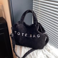 Fashionable Women Shoulder Bag Large Capacity Corduroy Letter Tote Handle Bag Casual Design Textured and Casual Bags for Travel