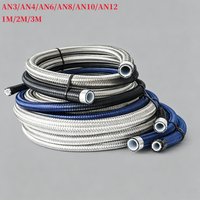 AN4 AN6 AN8 AN10 AN12 Universal Racing Hose 304 Stainless Steel 1M 2M 3M Braided PTFE Brake Hose Fuel Oil Line Cooler Pipe