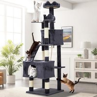 Cat Tree 188cm Tall Cat Tower for Indoor Cats with 6 Scratching Posts Large Top Perch Climbing Ladder for Cats to Play and Sleep