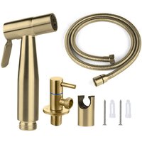 Brushed Gold 304 Stainless Steel Bidet Faucet Set Handheld Toilet Bidet Faucet Sprayer Toilet Self Cleaning Shower Head No Punch