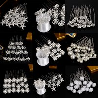 18PCS/Set Delicate Flower Fashion Hairpins Elegant Pearl Bridal Hair Clip Headpiece Simple Unique Hair Sticks For Women As Gifts
