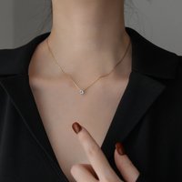 Zircon Pendant Necklaces Stainless Steel Gold Color Necklace Women, Minimalism Luxury Style Jewelry Accessories Chain Banquet