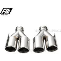 1pcs dual exhaust tip stainless steel chrome 63mm inlet 76m double outlet Muffler Tailpipe end tip with clamp
