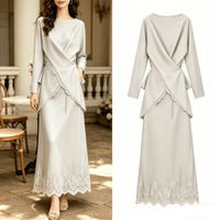 Elegant Simple Asymmetric Long Sleeve Long Skirt Set 2026 Spring Women Fashion Outfit Daily Commuter Clothing Sets