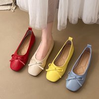 2026 Brand Women Flats Spring New Square Toe Bowknot Ladies Casual Ballet Shoes Big Size Slip on Soft Eelgant Dress Shoes 12457