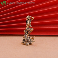 โปmini Brass Mermaid Figurine Fairy Tale Character Princess Statue Creative Home Decoration For Girls' Rooms Surprise Gif.