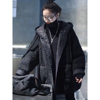 Women's Hooded Lamb Fur Cotton Jacket Thickened Cotton Padded Coat Stylish Versatile Slimming Winter Outerwear 2023 New Arrival