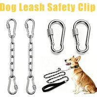 Chain Dog Collar Clips Anti-Bite Double-Headed Metal Safety Buckle Pet Leash Connector Paw Print Design Secure Chain Attachment
