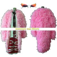 Donquixote Doflamingo Cosplay Costume Custom size Pink Feather Coat with Glasses