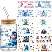 FUNKO cute Eeyore Design UV DTF Sticker for 16oz 20oz 10oz Cup Wrap Decal Transfer Sticker Label DIY Logo Self adhesive