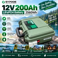 Batterie LiFePO4 12V d'origine 200Ah 100Ah 2560Wh, batterie au lithium 24V portable USB QC PD 6K+ cycles IP65 Bluetooth BMS pour bateau de pêche, moteur de traîne, détecteur de poissons, pack de