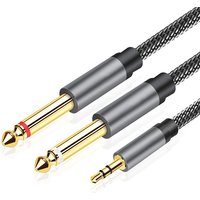 3.5 to Double 6.35 Jack Cable Aux Male to 6.5mm Mono 3.5mm TRS to Dual 6.35mm Y-Splitter Adapter Audio Cable for Mixer Amplifier