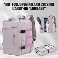 Damen erweiterbarer Diebstahlsicherer Reiserucksack mit erweiterbarem Hauptfach (180°), Mehrfachfächern & Laptopfach, verstellba