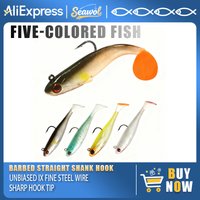 5 pre-assembled fishing,with paddle-shaped tails - swimming bait suitable for bass, trout, tilapia - ready-to-use spinning bait