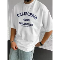 Men's & Women's 100% Cotton Oversized Summer T-Shirt California Los Angeles Est. 1776 Print Casual Streetwear Tee