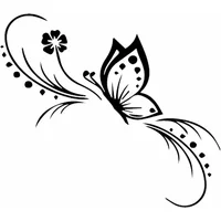 14cm*12cm Car Sticker Butterfly FlowerDecoration Floral Art Vinyl Decal Black/Silver Stickers Auto Accessories Products Cars For