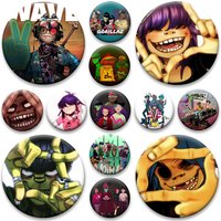 Virtual Band Gorillaz Round Pins 2-D Murdoc Niccals Noodle Russel Hobbs Brooches Music Singer Badge Backpack Accessories Gifts