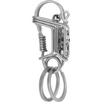 Stainless Steel Keychain, Handmade Matte Round Skull Bead Charm Mechanical Car Key Ring, American Men's Outdoor Trinket Style