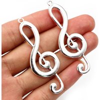 10pcs 61x22mm Antique Silver Plated Music Note Treble Clef Handmade Charms Pendant:DIY Jewelry Findings Supplies