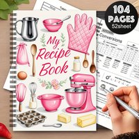 1 Fun Recipe Notebook Logbook, Personal Blank Recipe Handbook, Recipe Notebook For Recording Homemade Recipes