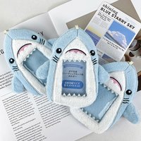 Blue Sharks Plush Card Holder Fluffy Photocard Bus Card Sleeve Id Bank Credit Card Protector Cover Stationery