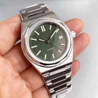 40mm Tandorio Japan NH35A Automatic 200M Dive Men Watch Green Blue Grid Dial Lume Sapphire Luxury Clock Stainless Steel Bracelet