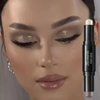 Pigmented Eyeshadow Stick - Waterproof Eye Shimmer, Portable For Beginners, Bronze And Pink, Eye Makeup