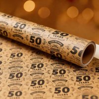 Vintage Kraft Paper 50th Birthday Wrapping Paper English Vintage