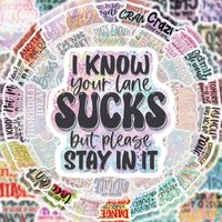 50 Humorous and Satirical Phrase Graffiti Stickers, Vibrant Stickers and Decals, Multiple Styles Without Duplication, Suitable for Water Bottles, Laptops, Suitcases, Skateboards, Guitars, Party
