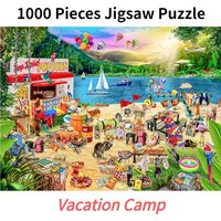 69*51cm Adult 1000 Pieces Paper Jigsaw Puzzle Vacation Camp Beautiful Landscape Paintings Stress Reducing Toys Christmas Gifts
