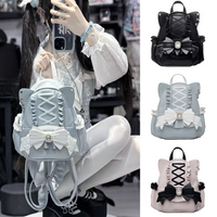 Cute PU Leather Backpack Lolita Lace Shoulder Bag Cat Ear Japanese Style Schoolbag