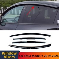 Window Visors Wind Deflector For Tesla Model Y 2019 2020 2021 2022 2023 Rain Guard Glossy Black 4PCS Exterior Tuning Accessories