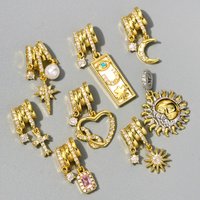 3pcs/Lot Blingbling Sun Star Moon DIY Necklace Pendant Wholesale Love Heart Cross Horseshoe Copper Zircon Charms Women Jewelry