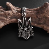 Retro Neptune Poseidon Trident Necklace Ukraine National Emblem Pendant Men\\\'s Fashion Cool Trendy Jewelry Accessories