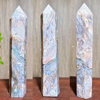 1PC Big Natural Colourful Moss Agate Towers Druzy Raw Geode Ocean Jasper Symbiosis Crack Home Decor Healing Crystal Reiki Gifts